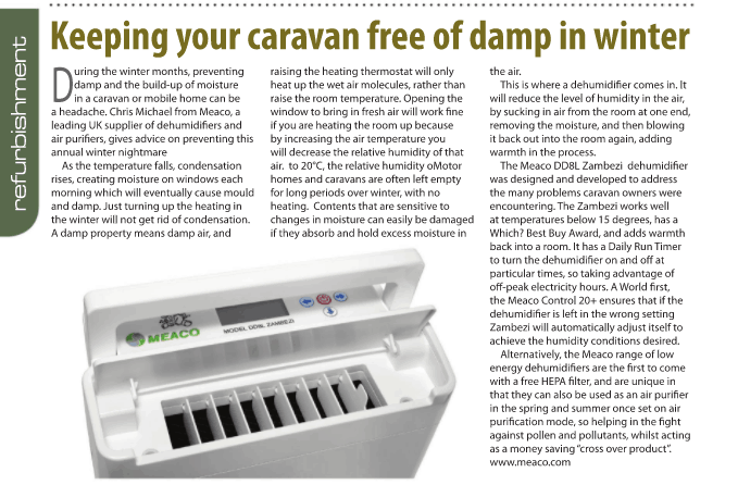 Meaco in Caravan and Park Operator mag