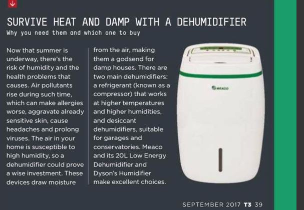 Meaco dehumidifier featured in T3