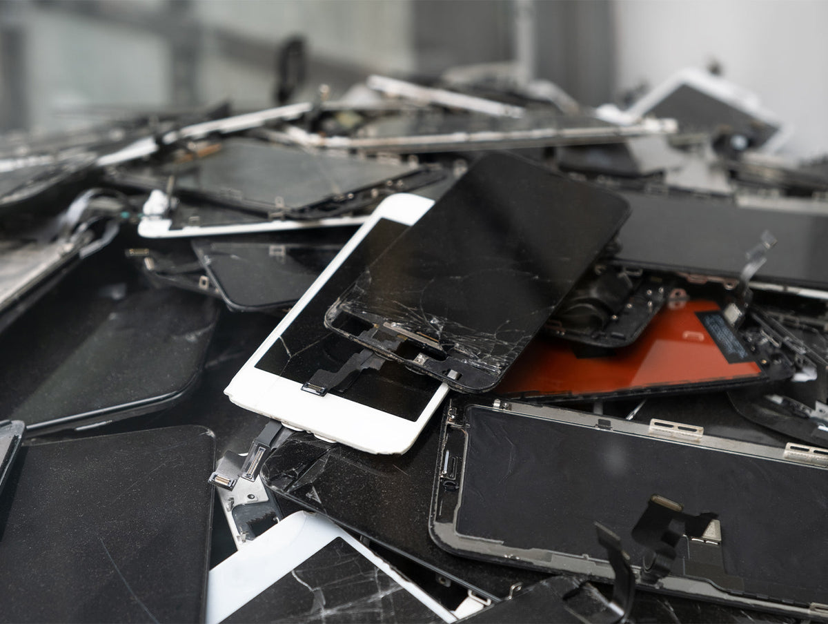 Phones disposed in a pile