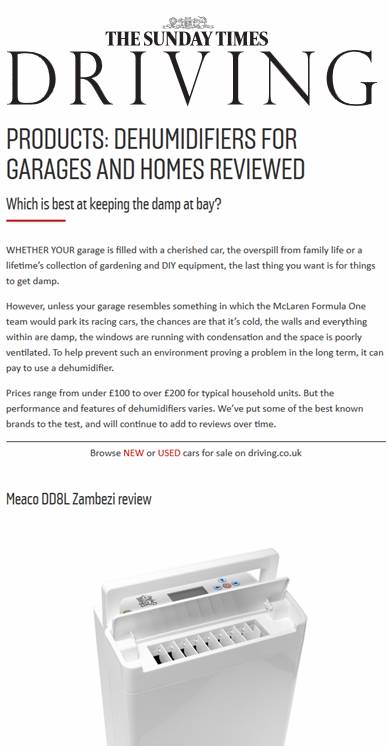 Sunday Times review of dehumidifiers