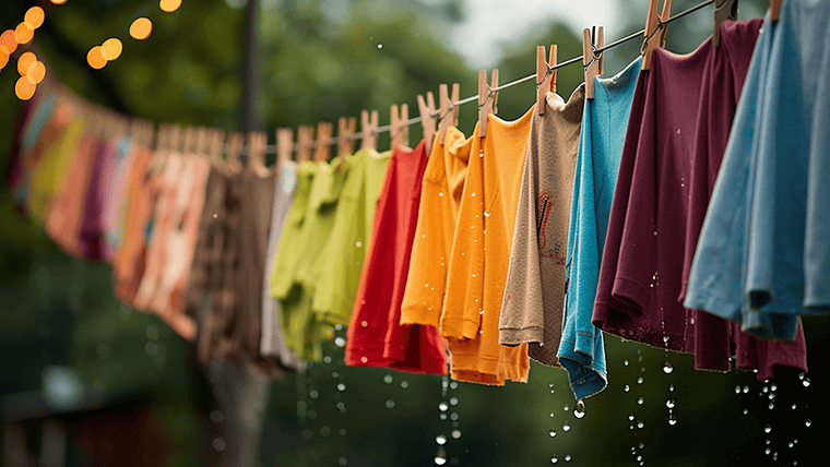 Wet Laundry on the outside washing line