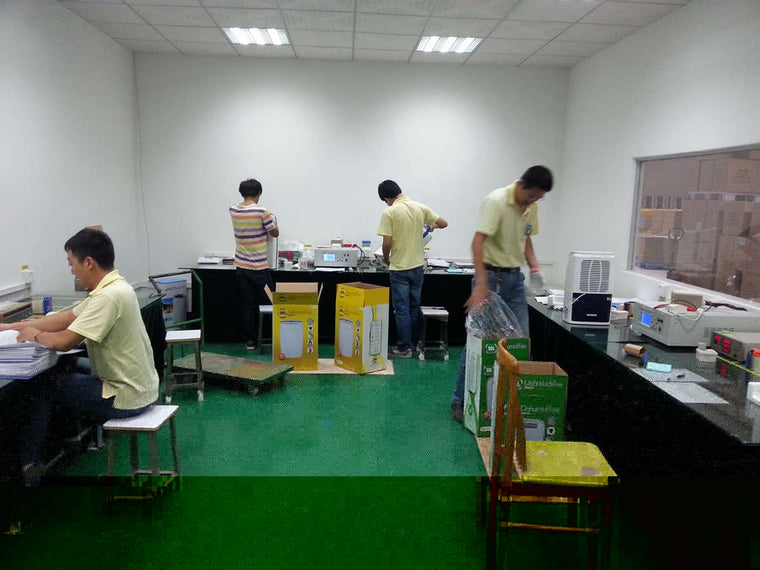 Testing the dehumidifiers before they leave the factory